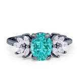 Art Deco Oval Engagement Ring Simulated Cubic Zirconia 925 Sterling Silver