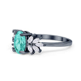 Art Deco Oval Engagement Ring Simulated Cubic Zirconia 925 Sterling Silver
