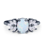 Art Deco Oval Engagement Ring Simulated Cubic Zirconia 925 Sterling Silver