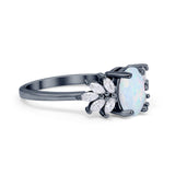 Art Deco Oval Engagement Ring Simulated Cubic Zirconia 925 Sterling Silver