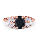 Art Deco Oval Engagement Ring Simulated Cubic Zirconia 925 Sterling Silver
