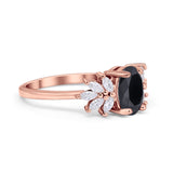 Art Deco Oval Engagement Ring Simulated Cubic Zirconia 925 Sterling Silver