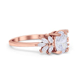 Art Deco Oval Engagement Ring Simulated Cubic Zirconia 925 Sterling Silver