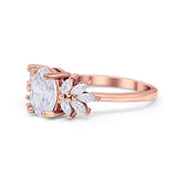 Art Deco Oval Engagement Ring Simulated Cubic Zirconia 925 Sterling Silver