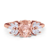 Art Deco Oval Engagement Ring Simulated Cubic Zirconia 925 Sterling Silver