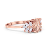 Art Deco Oval Engagement Ring Simulated Cubic Zirconia 925 Sterling Silver