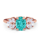 Art Deco Oval Engagement Ring Simulated Cubic Zirconia 925 Sterling Silver