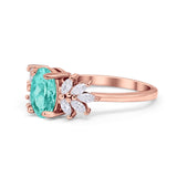 Art Deco Oval Engagement Ring Simulated Cubic Zirconia 925 Sterling Silver