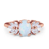 Art Deco Oval Engagement Ring Simulated Cubic Zirconia 925 Sterling Silver