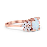 Art Deco Oval Engagement Ring Simulated Cubic Zirconia 925 Sterling Silver