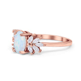Art Deco Oval Engagement Ring Simulated Cubic Zirconia 925 Sterling Silver