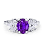 Art Deco Oval Engagement Ring Simulated Cubic Zirconia 925 Sterling Silver