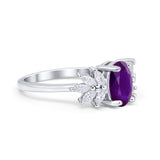 Art Deco Oval Engagement Ring Simulated Cubic Zirconia 925 Sterling Silver