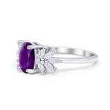 Art Deco Oval Engagement Ring Simulated Cubic Zirconia 925 Sterling Silver