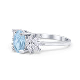 Art Deco Oval Engagement Ring Simulated Cubic Zirconia 925 Sterling Silver