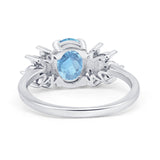 Art Deco Oval Engagement Ring Simulated Cubic Zirconia 925 Sterling Silver