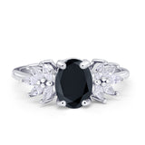 Art Deco Oval Engagement Ring Simulated Cubic Zirconia 925 Sterling Silver