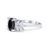 Art Deco Oval Engagement Ring Simulated Cubic Zirconia 925 Sterling Silver