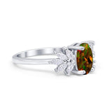 Art Deco Oval Engagement Ring Simulated Cubic Zirconia 925 Sterling Silver