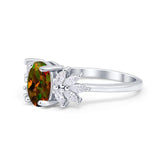 Art Deco Oval Engagement Ring Simulated Cubic Zirconia 925 Sterling Silver
