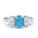 Art Deco Oval Engagement Ring Simulated Cubic Zirconia 925 Sterling Silver