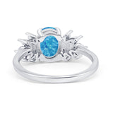 Art Deco Oval Engagement Ring Simulated Cubic Zirconia 925 Sterling Silver