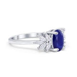 Art Deco Oval Engagement Ring Simulated Cubic Zirconia 925 Sterling Silver