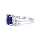 Art Deco Oval Engagement Ring Simulated Cubic Zirconia 925 Sterling Silver