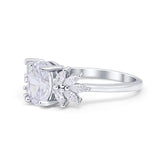 Art Deco Oval Engagement Ring Simulated Cubic Zirconia 925 Sterling Silver