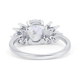 Art Deco Oval Engagement Ring Simulated Cubic Zirconia 925 Sterling Silver