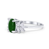 Art Deco Oval Engagement Ring Simulated Cubic Zirconia 925 Sterling Silver