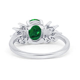 Art Deco Oval Engagement Ring Simulated Cubic Zirconia 925 Sterling Silver