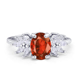 Art Deco Oval Engagement Ring Simulated Cubic Zirconia 925 Sterling Silver