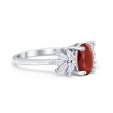 Art Deco Oval Engagement Ring Simulated Cubic Zirconia 925 Sterling Silver