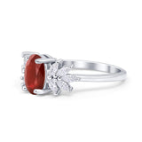 Art Deco Oval Engagement Ring Simulated Cubic Zirconia 925 Sterling Silver