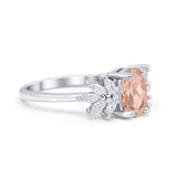 Art Deco Oval Engagement Ring Simulated Cubic Zirconia 925 Sterling Silver