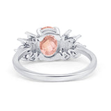 Art Deco Oval Engagement Ring Simulated Cubic Zirconia 925 Sterling Silver