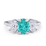Art Deco Oval Engagement Ring Simulated Cubic Zirconia 925 Sterling Silver