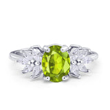 Art Deco Oval Engagement Ring Simulated Cubic Zirconia 925 Sterling Silver