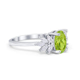 Art Deco Oval Engagement Ring Simulated Cubic Zirconia 925 Sterling Silver