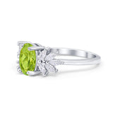 Art Deco Oval Engagement Ring Simulated Cubic Zirconia 925 Sterling Silver
