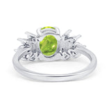 Art Deco Oval Engagement Ring Simulated Cubic Zirconia 925 Sterling Silver