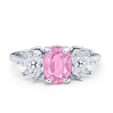 Art Deco Oval Engagement Ring Simulated Cubic Zirconia 925 Sterling Silver