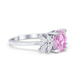 Art Deco Oval Engagement Ring Simulated Cubic Zirconia 925 Sterling Silver