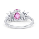 Art Deco Oval Engagement Ring Simulated Cubic Zirconia 925 Sterling Silver