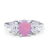 Art Deco Oval Engagement Ring Simulated Cubic Zirconia 925 Sterling Silver