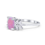Art Deco Oval Engagement Ring Simulated Cubic Zirconia 925 Sterling Silver