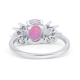 Art Deco Oval Engagement Ring Simulated Cubic Zirconia 925 Sterling Silver