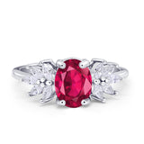 Art Deco Oval Engagement Ring Simulated Cubic Zirconia 925 Sterling Silver