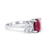 Art Deco Oval Engagement Ring Simulated Cubic Zirconia 925 Sterling Silver